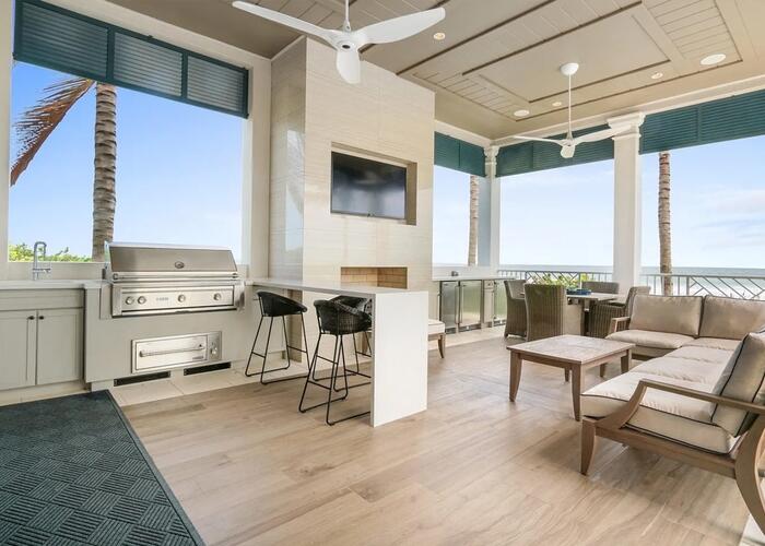 Outdoor kitchen and dining area.